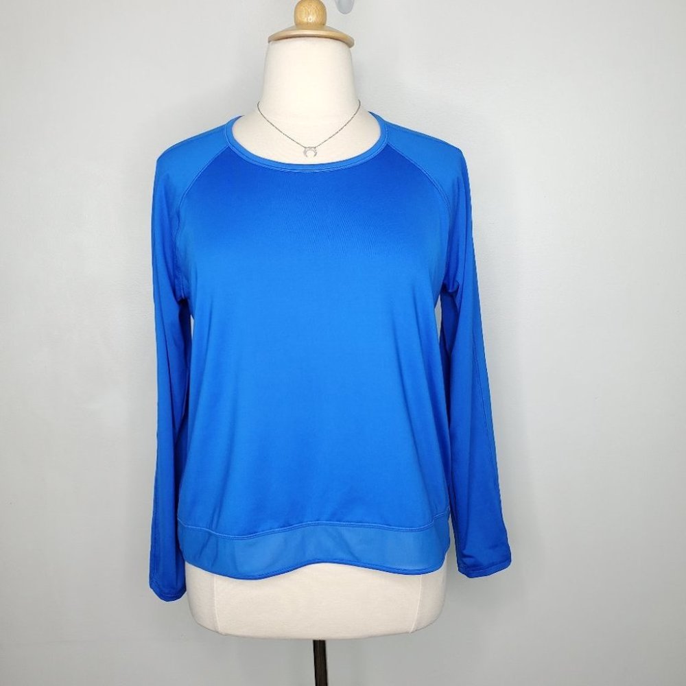 Fila Sport Blue Active Wear Athletic Wear Back Cutout Pullover Top Size XL